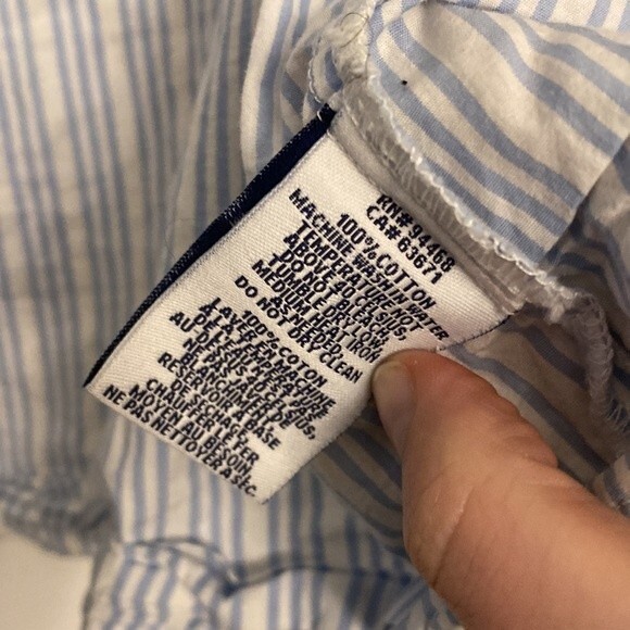 Sperry 100% Cotton Striped Lightweight Button Long Sleeve Blouse - Size L - Picture 3 of 3